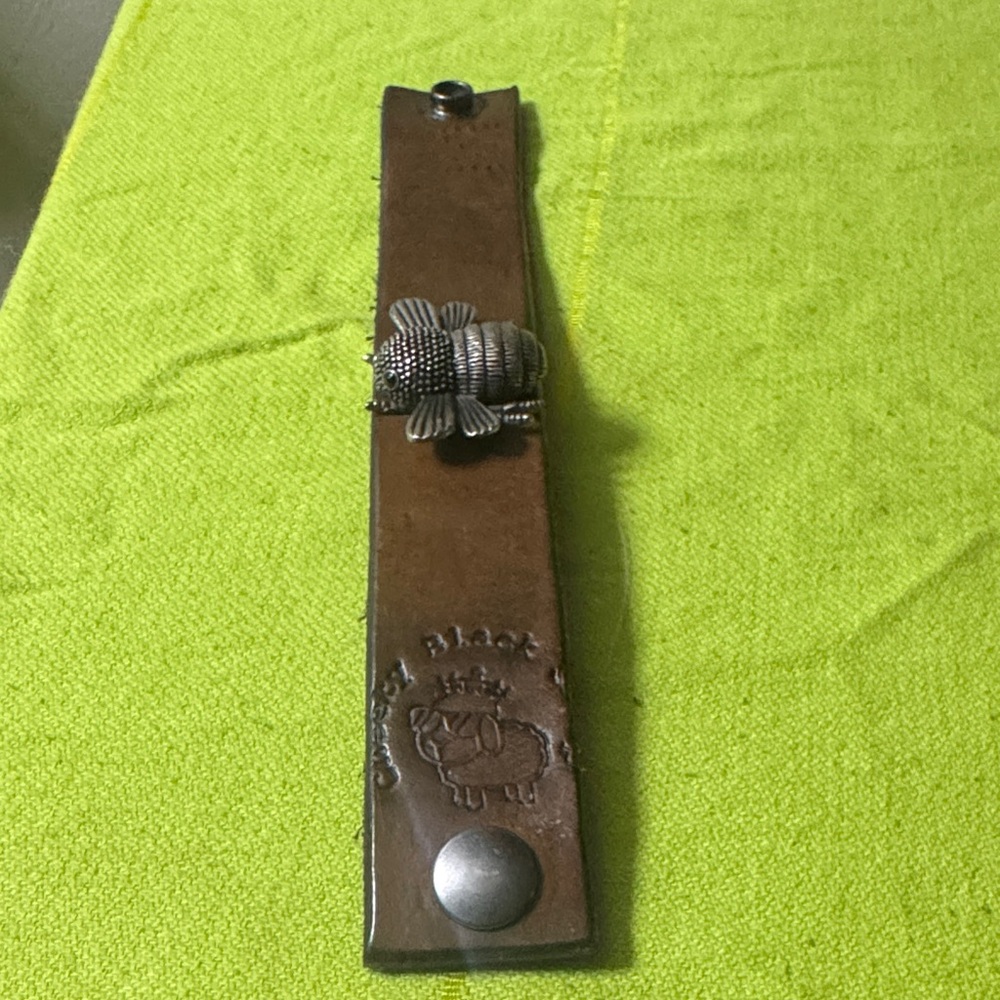 Handcrafted Butterfly Leather Cuff with Antique Silver Embellishment